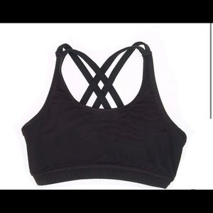 black varsity sports bra